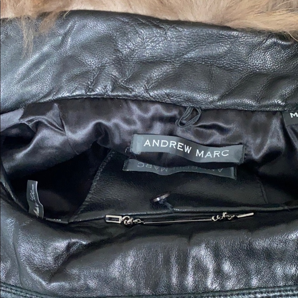 Andrew Marc leather and zip in fur lining